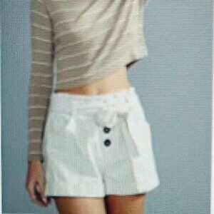 NWT Francesca's Short Beige Light Corduroy Size S. Color Natural with Belt